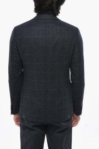 CC COLLECTION Blazer a Due Bottoni In Lana Vergine e Cashmere a Quadri 