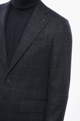 CC COLLECTION Blazer a Due Bottoni In Lana Vergine e Cashmere a Quadri 