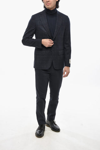 CC COLLECTION Blazer a Due Bottoni In Lana Vergine e Cashmere a Quadri 