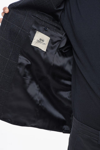CC COLLECTION Blazer a Due Bottoni In Lana Vergine e Cashmere a Quadri 