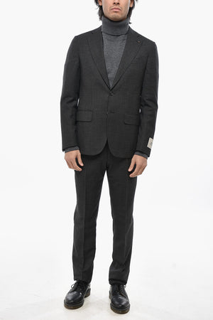 CC COLLECTION Two-Button Virgin Wool Suit with Flap Pockets