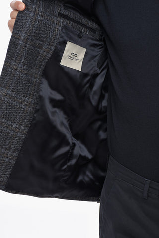 CC COLLECTION Blazer a 2 Bottoni In Lana Vergine a Quadri Tartan con Tasche ad Aletta