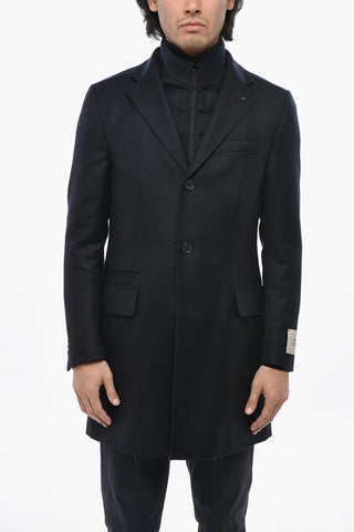 CC COLLECTION Virgin Wool Gabardine Coat with Removable Chest Piece