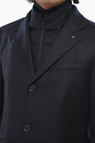 CC COLLECTION Virgin Wool Gabardine Coat with Removable Chest Piece