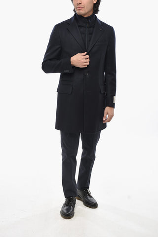 CC COLLECTION Virgin Wool Gabardine Coat with Removable Chest Piece