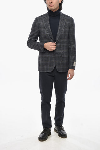 CC COLLECTION Virgin Wool Two-Button Tartan Blazer with Patch Pockets