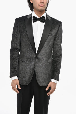 CODE Blazer Cerimonia in Velour Lurex con Rever in Satin