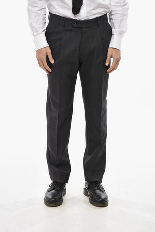 CC COLELLECTION 버진 울 초크 스트라이프 더블 브레스티드 수트