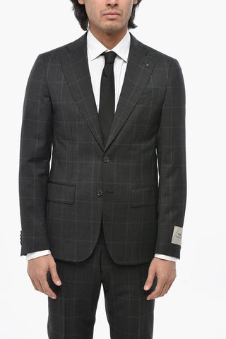 CC COLELLECTION 2버튼 버진 울 디스트릭트 체크 수트 더블 벤트