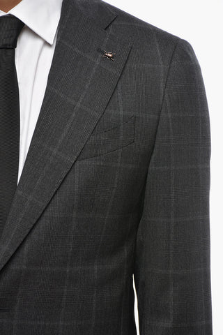 CC COLELLECTION 2버튼 버진 울 디스트릭트 체크 수트 더블 벤트