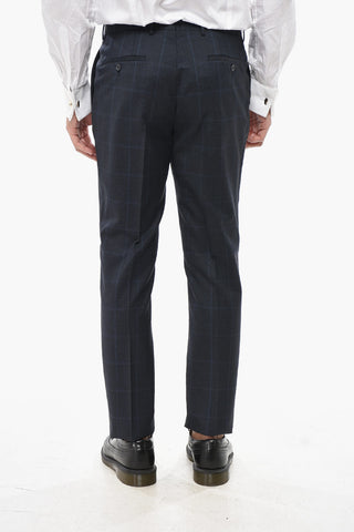 CC COLLECTION 디스트릭트 체크 버진 울 수트 더블 벤트 클래식 노치 라펠