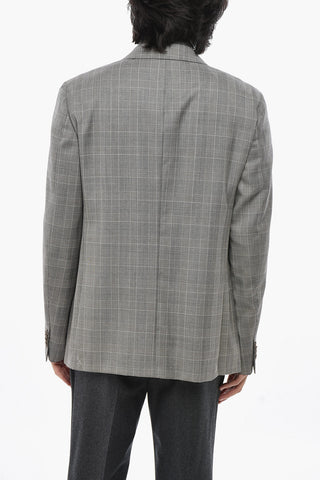 CC COLLECTION Einreihiger Blazer aus Wolle mit Hahnentritt-Muster