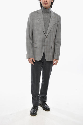CC COLLECTION Einreihiger Blazer aus Wolle mit Hahnentritt-Muster