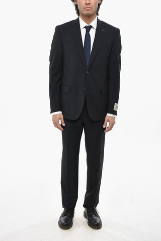 CC COLLECTION 2-Button Virgin Wool Stretch Suit Double Vent Classic Notch Lapel