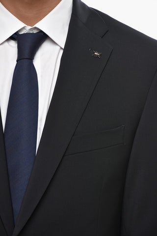 CC COLLECTION 2-Button Virgin Wool Stretch Suit Double Vent Classic Notch Lapel