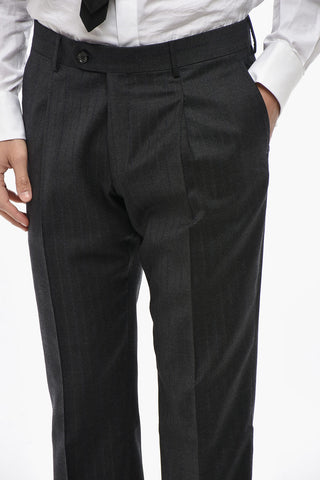 CC COLLECTION 초크 스트라이프 2버튼 순모 수트 스칼럽 밑단