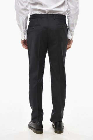 CC COLLECTION 초크 스트라이프 2버튼 순모 수트 스칼럽 밑단