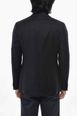 CC COLLECTION Blazer 2 Bottoni in Lana Vergine con Tasche Ad Aletta
