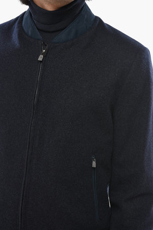 Giubbotto Bomber SPORTWEAR In Lana Vergine con Zip Frontale