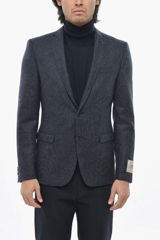 CC COLLECTION Virgin Wool Two-Button Blazer with Flap Pockets