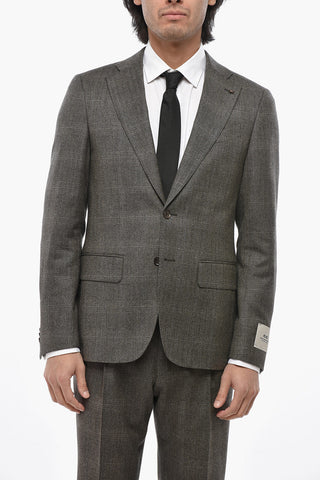 CC COLELLECTION 투 버튼 버진 울 디스트릭트 체크 수트, 더블 벤트