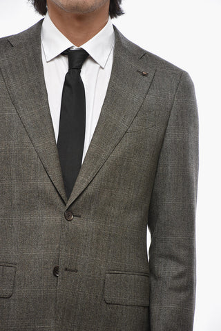 CC COLELLECTION 투 버튼 버진 울 디스트릭트 체크 수트, 더블 벤트