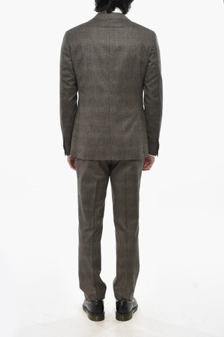 CC COLELLECTION 투 버튼 버진 울 디스트릭트 체크 수트, 더블 벤트