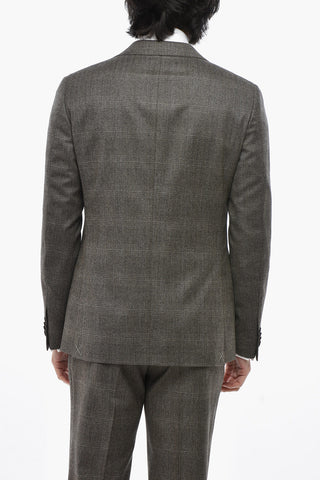 CC COLELLECTION 투 버튼 버진 울 디스트릭트 체크 수트, 더블 벤트