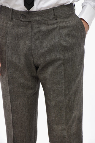 CC COLELLECTION 투 버튼 버진 울 디스트릭트 체크 수트, 더블 벤트