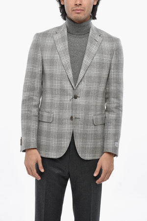 Tartan Linen-Blend Blazer with Classic Notch Lapel