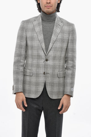 Tartan Linen-Blend Blazer with Classic Notch Lapel
