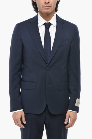 CC COLLECTION Virgin Wool Solid-Colored Suit with Flap Pockets