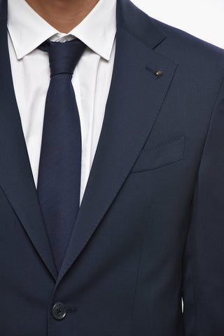 CC COLLECTION Virgin Wool Solid-Colored Suit with Flap Pockets