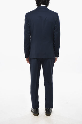 CC COLLECTION Virgin Wool Solid-Colored Suit with Flap Pockets