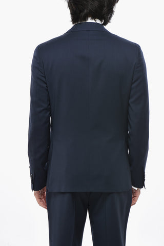 CC COLLECTION Virgin Wool Solid-Colored Suit with Flap Pockets