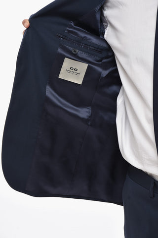 CC COLLECTION Virgin Wool Solid-Colored Suit with Flap Pockets