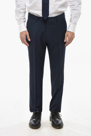 CC COLLECTION Virgin Wool Solid-Colored Suit with Flap Pockets