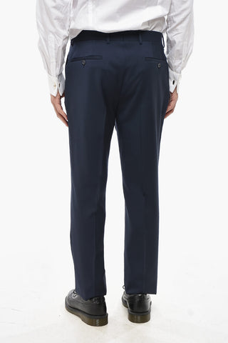 CC COLLECTION Virgin Wool Solid-Colored Suit with Flap Pockets