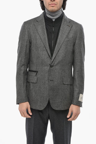 CC COLLECTION Giacca in Lana Vergine Melange con Chest-Piece Removibile