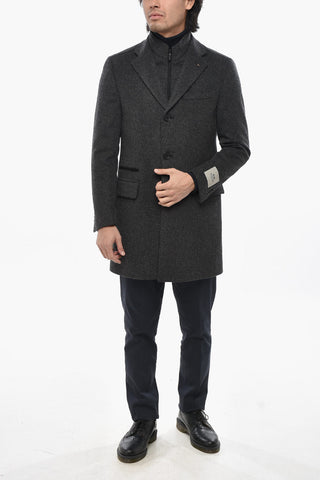 CC COLLECTION Virgin Wool Coat with Removable Chest-Piece