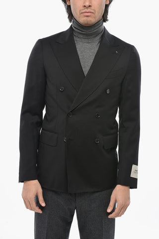 CC COLLECTION 더블브레스트 버진 울 재킷 피크 라펠