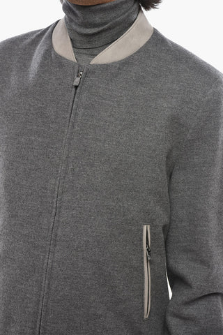 Bomber in Misto Lana Vergine con Chiusura Zip