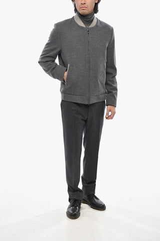 Bomber in Misto Lana Vergine con Chiusura Zip