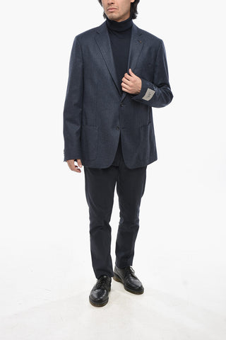CC COLLECTION Blazer 2 Bottoni in Lana Vergine con Tasche a Toppa 