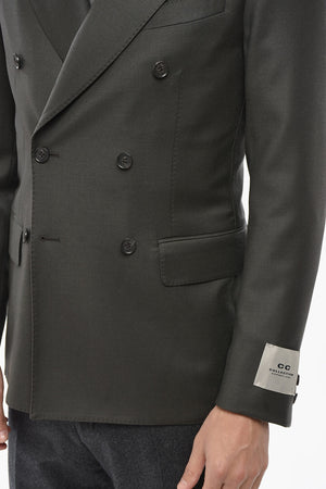 CC COLLECTION Giacca Doppiopetto in Lana Vergine con Revers a Lancia
