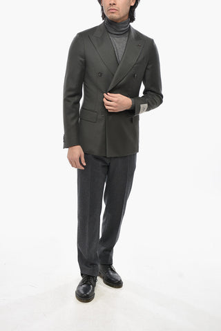 CC COLLECTION 더블브레스트 순모 재킷, 피크 라펠