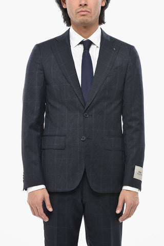 CC COLLECTION 디스트릭트 체크 2버튼 순모 수트 양쪽 트임 클래식 라펠