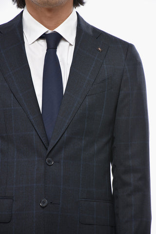 CC COLLECTION 디스트릭트 체크 2버튼 순모 수트 양쪽 트임 클래식 라펠