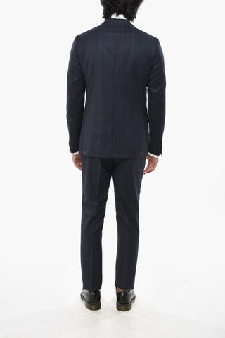 CC COLLECTION 디스트릭트 체크 2버튼 순모 수트 양쪽 트임 클래식 라펠