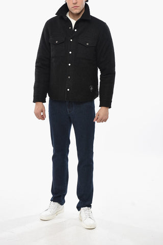 Overshirt in Tinta Unita con Logo Ricamato
